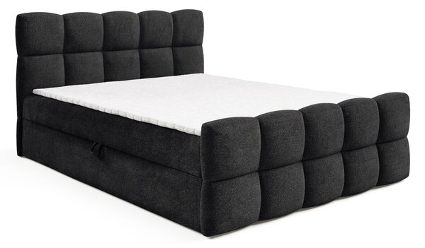 Kontinentální postel 200x200 ISEMBARD - černá + topper