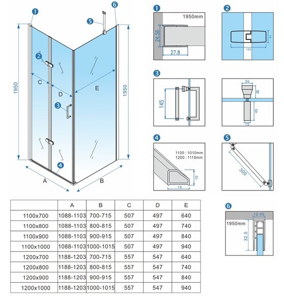BPS-koupelny Obdélníkový sprchový kout HYD-OK20F 120x80 černá/transparent - bez vaničky