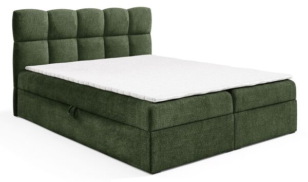 Kontinentální postel 180x200 KLONDIKE - láhvově zelená + topper
