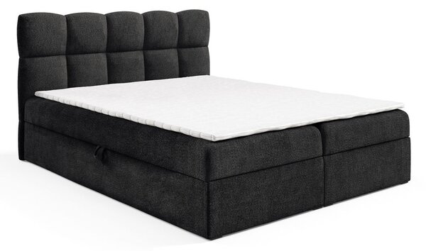 Kontinentální postel 180x200 KLONDIKE - černá + topper