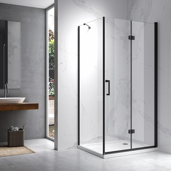BPS-koupelny Obdélníkový sprchový kout HYD-OK20F 120x80 černá/transparent - bez vaničky