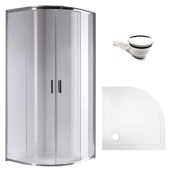 BPS-koupelny Čtvrtkruhový sprchový kout HYD-RK94A 80x80 cm chrom/transparent + vanička HYD-RSV-ST01A bílá