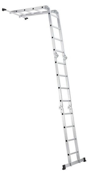 Skládací hliníkový žebřík 4,7 m, 16 příček, nosnost 150 kg
