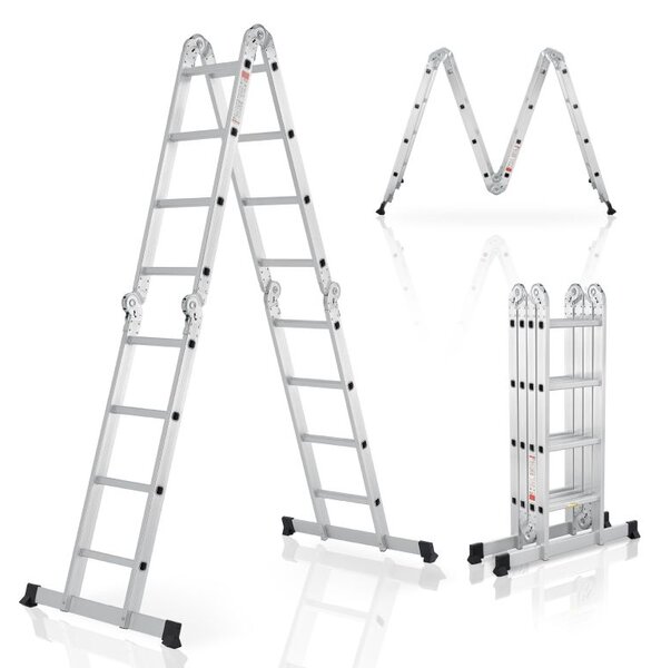 Skládací hliníkový žebřík 4,7 m, 16 příček, nosnost 150 kg