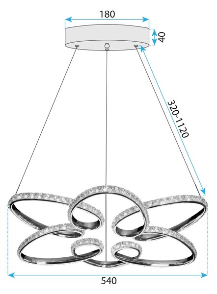 Toolight Toolight, LED stropní osvětlení 54cm, 48W, 4000K, G002-CP, chromová, OSW-09743