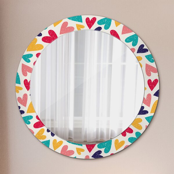 Kulaté dekorativní zrcadlo Barevné srdce