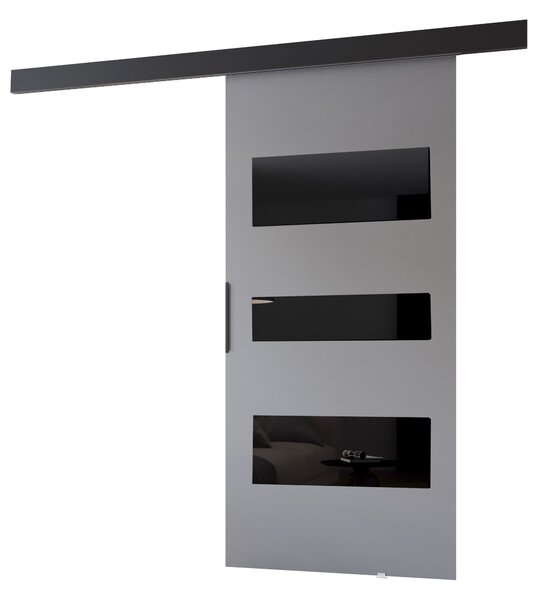 Posuvné dveře na stěnu BARRET 13 - 76 cm, šedé / černé