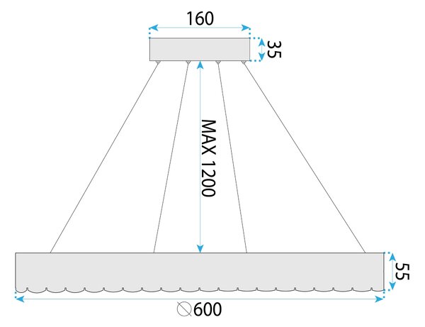 Toolight Toolight, LED závěsné svítidlo 60cm, 40W, 4000K, MS019-CP, růžové zlato, OSW-09631