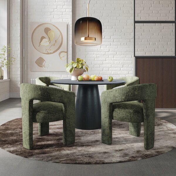 LivinHill Designové čalouněné jídelní křeslo Leith olivové