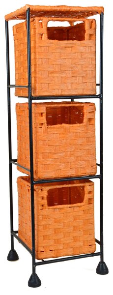Vingo Drátěná police s vloženými oranžovými boxíky, 53 cm