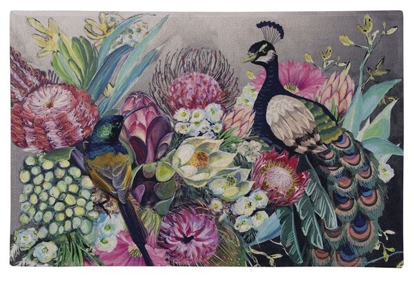 Barevná rohožka s květy a pávem Peacock - 75*50*1cm - Mars & More