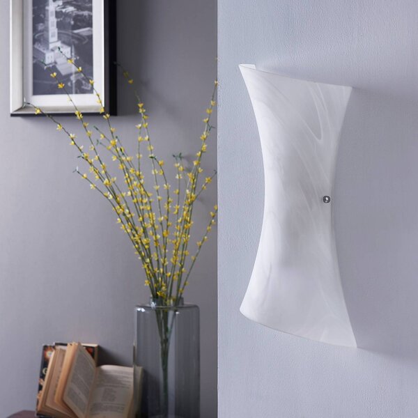 Lindby Nástěnné svítidlo Ebba, výška 39 cm, bílý alabastr, sklo, stmívatelný, Bílá / opál, Chodba, kov, Moderní