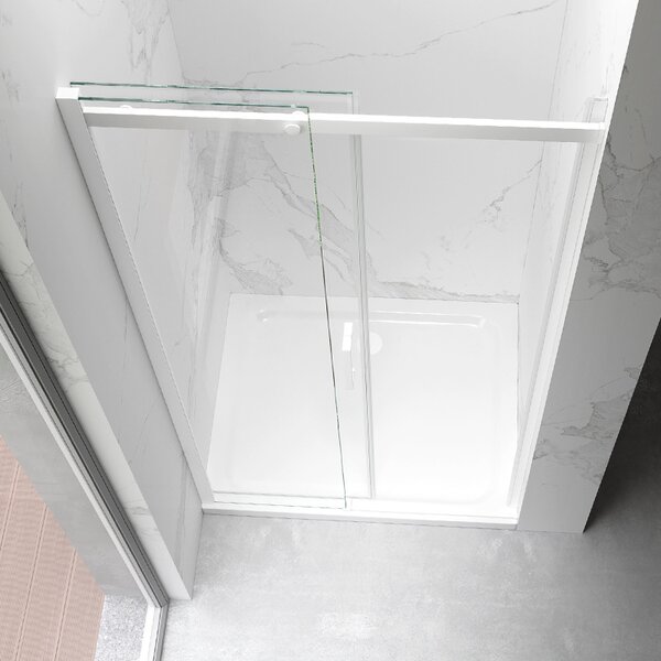 BPS-koupelny Posuvné sprchové dveře HYD-PD09D 130 bílá/transparent pro instalaci do niky - bez vaničky