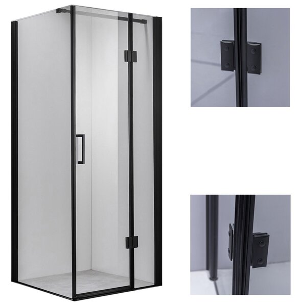 BPS-koupelny Čtvercový sprchový kout HYD-SK1390A 80x80 černá/transparent - bez vaničky