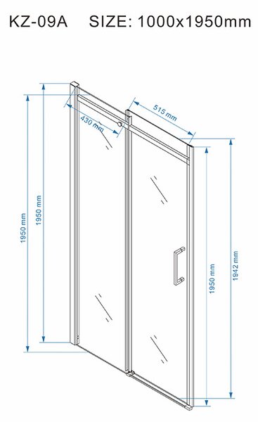 BPS-koupelny Posuvné sprchové dveře HYD-PD09A 100 černá/transparent pro instalaci do niky - bez vaničky