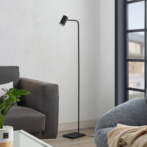Lindby stojací lampa Sanad, výška 140 cm, černá, kov, GU10, Černá, Obývací pokoj / jídelna, kov, Moderní