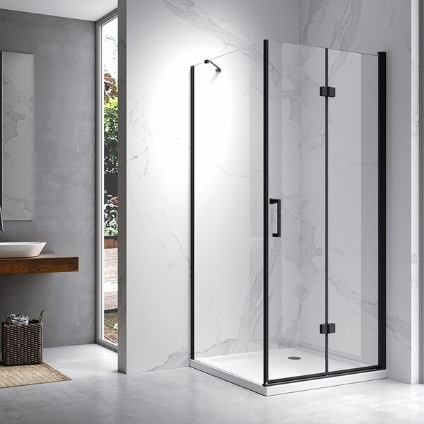 BPS-koupelny Čtvercový sprchový kout HYD-SK20B 80x80 černá/transparent - bez vaničky