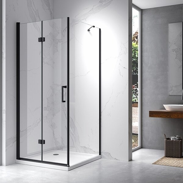BPS-koupelny Čtvercový sprchový kout HYD-SK20B 80x80 černá/transparent - bez vaničky