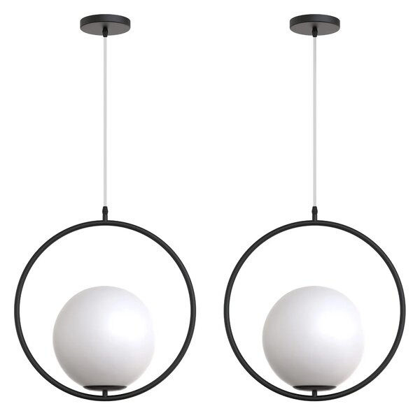 Toolight Toolight, stropní závěsné svítidlo, bílá skleněná koule, 1xE27, G110-1W, bílá-černá, OSW-09735