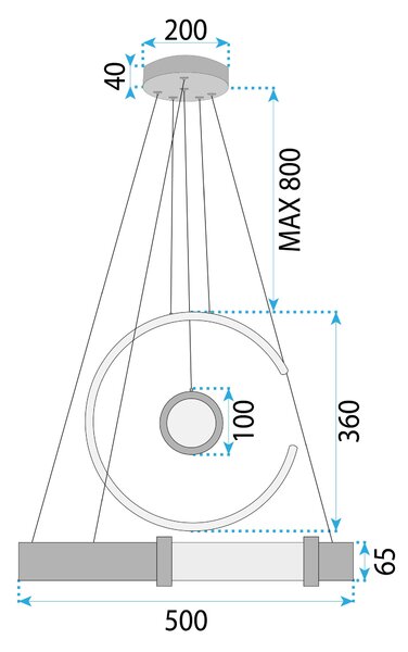 Toolight Toolight, LED stropní osvětlení 64W, 3000W, LHJ060-CP, zlatá, OSW-50029