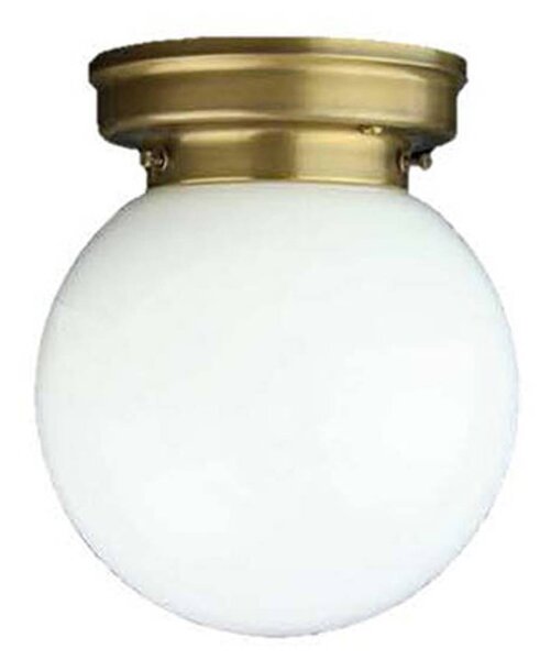 Berliner Messinglampen Stropní světlo D99-115 op B, opálové stínidlo, stmívatelný, Mosaz / zlato, Chodba, Mosaz, Starožitný, Koule