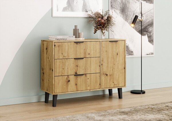 Kombinovaná komoda SITIVE SLIM - dub artisan / černá