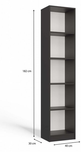 Úzká knihovna RAUNO - 40 cm, antracit