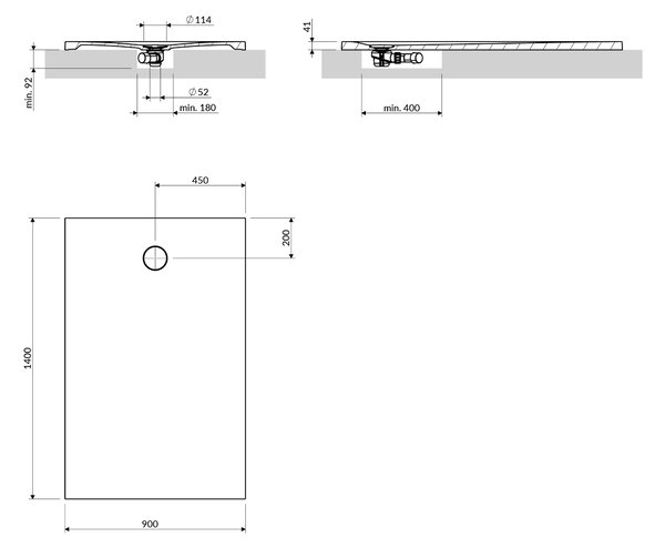 Omnires Aquarock obdélníková sprchová vanička + mřížka 140x90 cm bílá AQUAROCK90-140BM