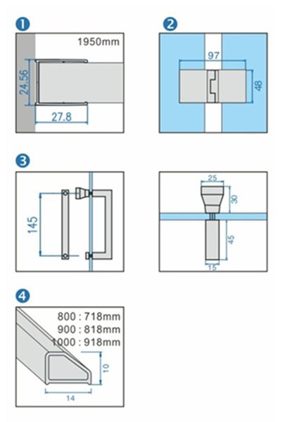 BPS-koupelny Čtvercový sprchový kout HYD-SK08D 100x100 černá/transparent + vanička HYD-SSV-ST06A černá
