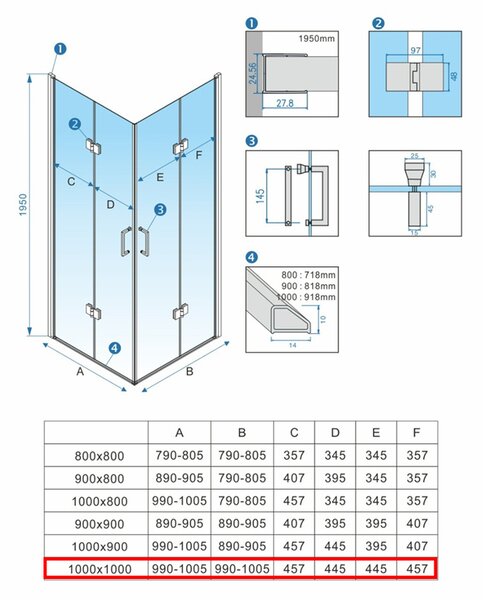 BPS-koupelny Čtvercový sprchový kout HYD-SK08D 100x100 černá/transparent + vanička HYD-SSV-ST06A černá