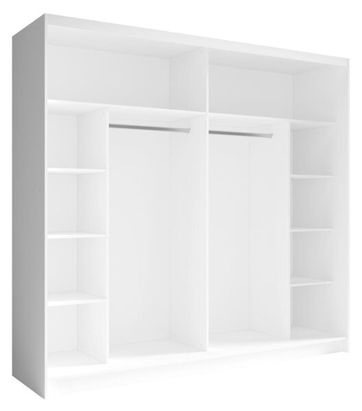 Velká zrcadlová šatní skříň 230 cm DUITAMA - bílá