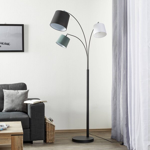 By Rydéns Stojací lampa Foggy Rydéns, 3 žárovky, černá, Černá, Obývací pokoj / jídelna, kov, Moderní