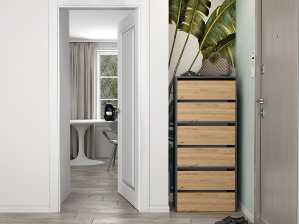 TP Living Botník MODO 60 cm antracitový/dub artisan