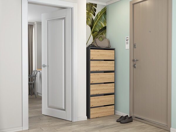 TP Living Botník MODO 60 cm antracitový/dub artisan