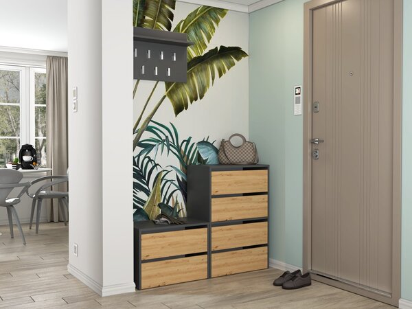 TP Living Botník MODO 60 cm antracitový/dub artisan