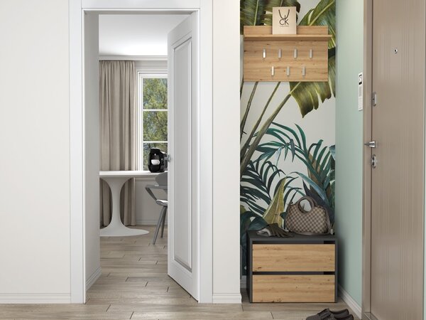 TP Living Botník MODO 60 cm antracitový/dub artisan