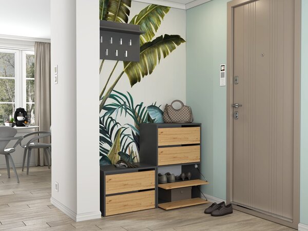 TP Living Botník MODO 60 cm antracitový/dub artisan
