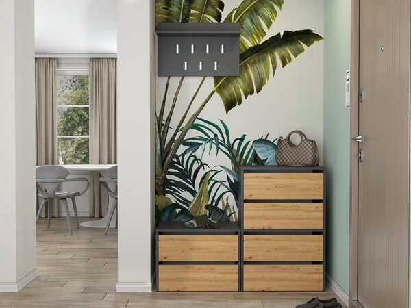 TP Living Botník MODO 60 cm antracitový/dub artisan