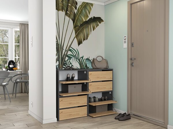 TP Living Botník MODO 60 cm antracitový/dub artisan