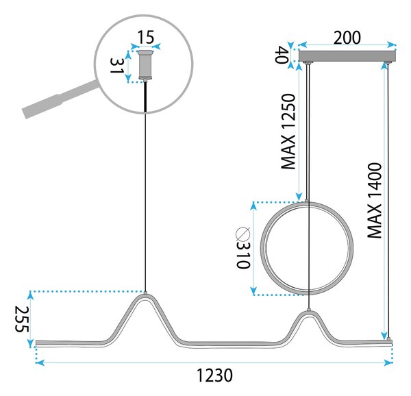 Toolight Závěsné LED osvětlení E6 LHJ022-CP 120 cm zlaté