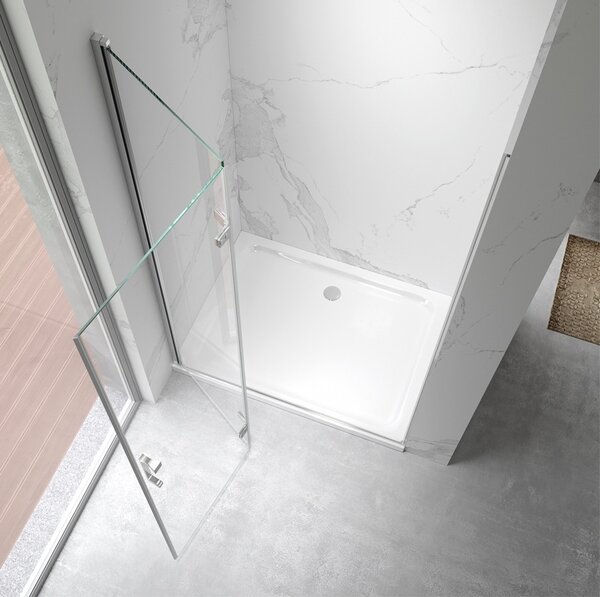 BPS-koupelny Zalamovací otočné sprchové dveře HYD-SD-21C 90 chrom/transparent pro instalaci do niky - bez vaničky