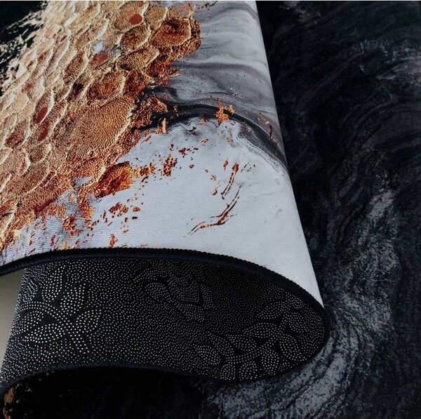 Makro Abra Moderní kusový koberec BLACK and GOLD N 13 Abstraktní černý zlatý Rozměr: 80x150 cm