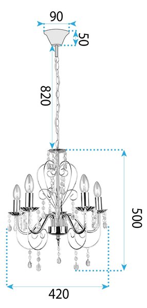 Toolight Rea, Stropní svítidlo EBT008-5CP CHROME, OSW-01243
