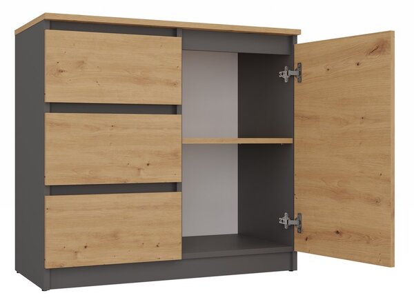 TP Living Komoda SZUFA 80 cm antracitová/dub artisan