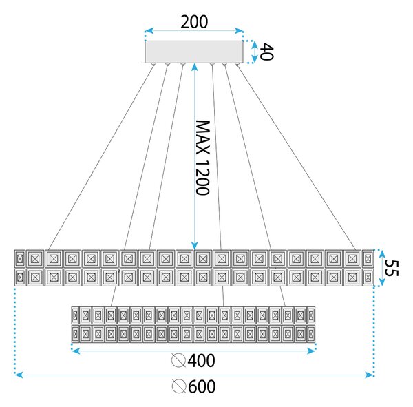 Toolight Toolight, LED stropní svítidlo 60cm, 64W, 4000K, 5000lm, MS007-CP, chromová, OSW-09617