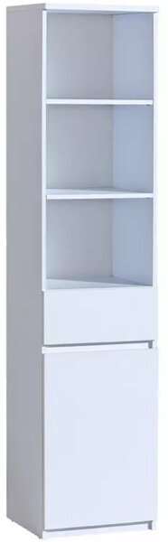 Úzký regál se šuplíkem CARYM - bílý