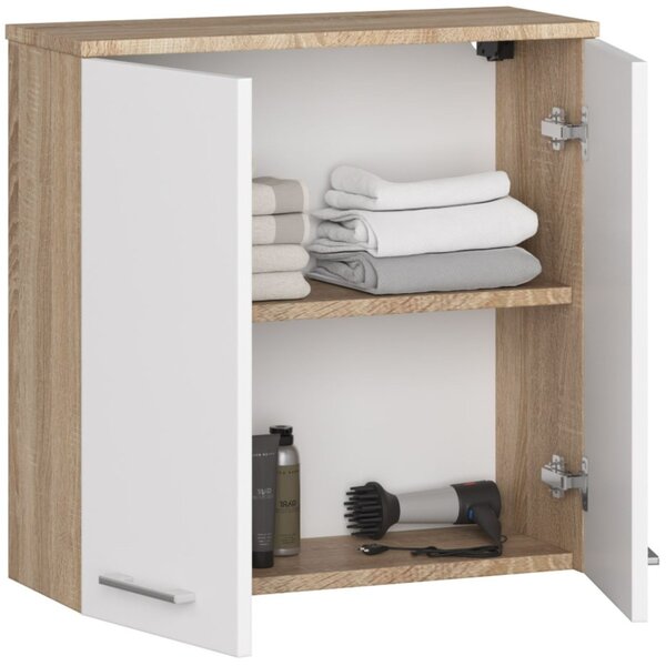 Ak furniture Skříňka do koupelny FIN 60 cm dub sonoma/bílá