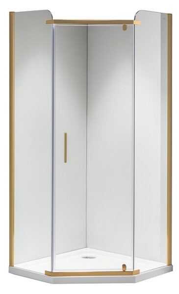 BPS-koupelny Pětiúhelníkový sprchový kout HYD-PK91B 90x90 zlatá/transparent - bez vaničky