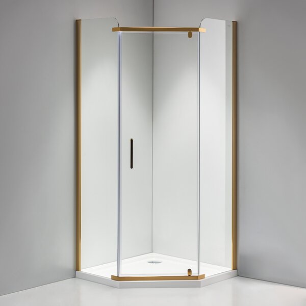 BPS-koupelny Pětiúhelníkový sprchový kout HYD-PK91B 90x90 zlatá/transparent - bez vaničky