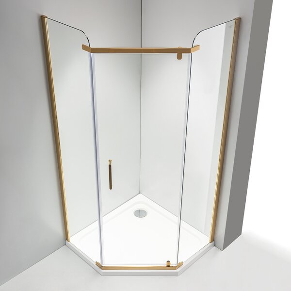 BPS-koupelny Pětiúhelníkový sprchový kout HYD-PK91B 90x90 zlatá/transparent - bez vaničky